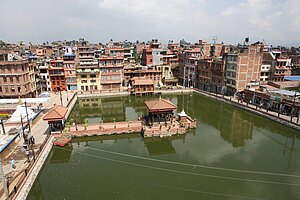 A unique set of phalcās is placed in and around the sacred pond in the quarter of Pimbahal. The site experienced remarkable citizen-based rejuvenation after the earthquakes in 2015, when many buildings were destroyed and rebuilt, a process that also reflects a community spirit and a sense of wanting to contribute to a dynamic urban citizenry.