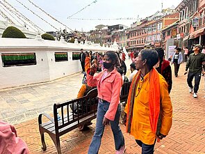 Walking in Boudha.