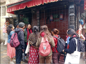 Monalisa Maharjan with participants of the Spring School.