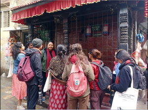 Monalisa Maharjan with participants of the Spring School.