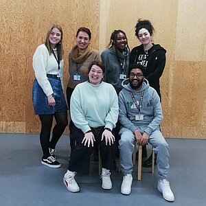 Monica Mottin (top row, second from left) with Mountview MA Applied Theatre students on January 25, 2023.