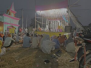 Alha Udal performed in Tarapatti Sirsiya (Dhanusha district) during Lakshmi Puja mela by the group Jaya Durghesh Sangeet Bahar Citra Alha Udal from India (photo by Monica Mottin 2024).