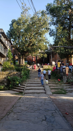 The staircase and surrounding public space in Kirtipur. Photo credit: Diego Jaimes Niño.